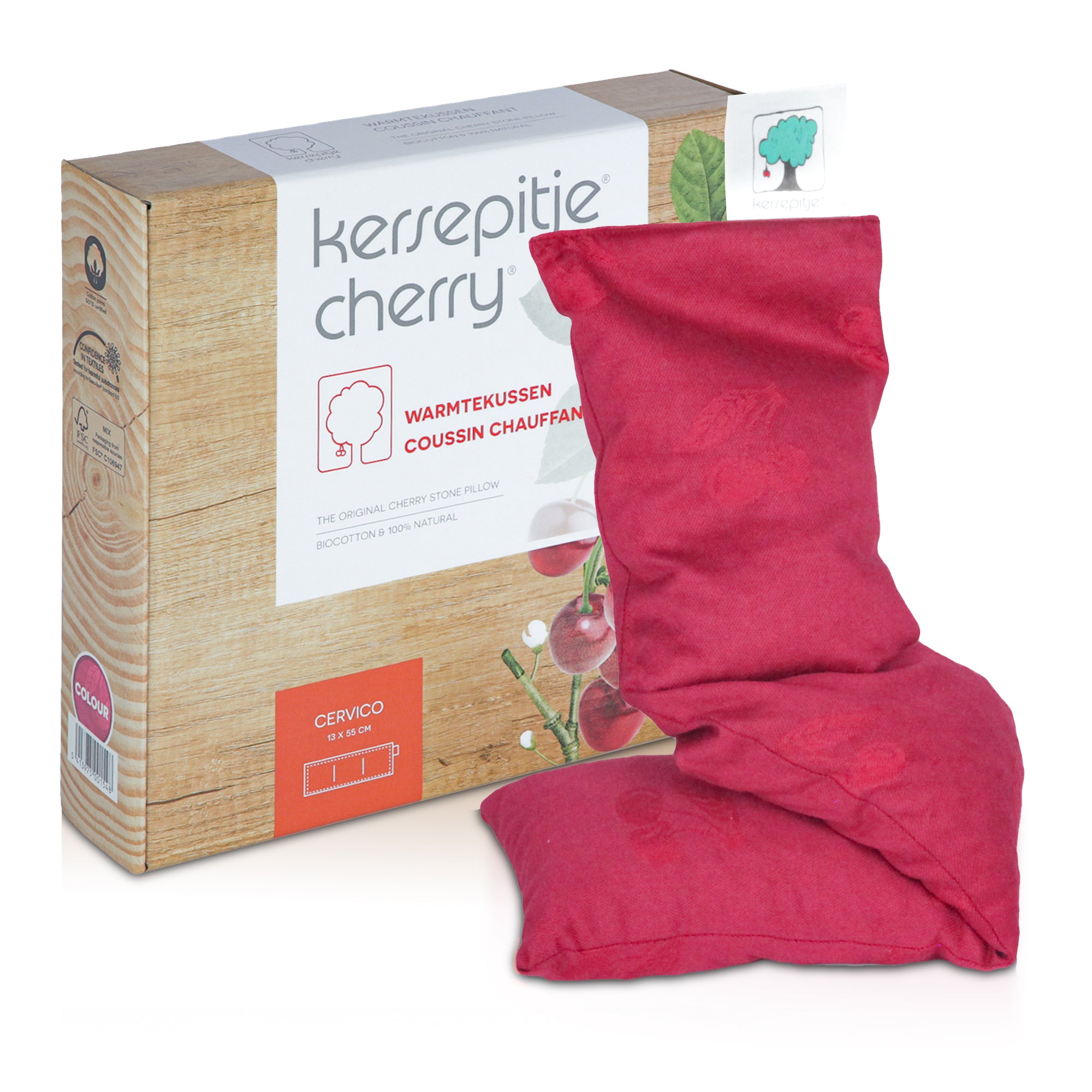 Kersepitje Cervico® – Langwerpig Kersenpitkussen – The ONLY Original